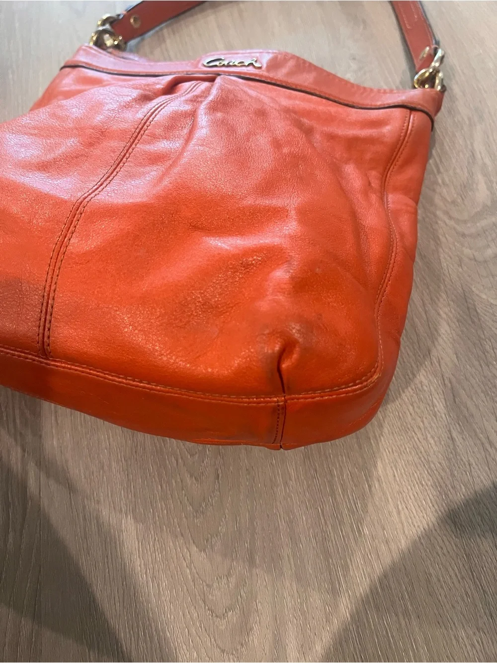 Coach Leather Shoulder Hobo in Burnt Orange